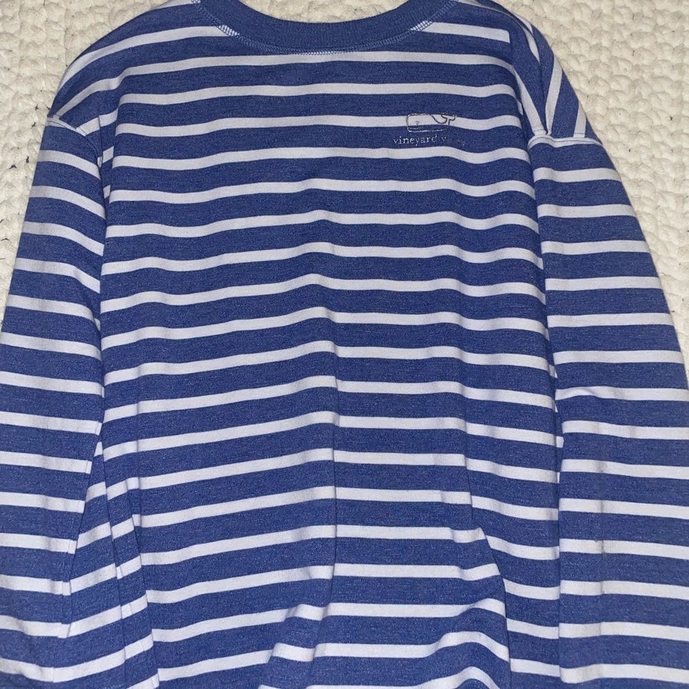 Vineyard Vines Blue and White Striped Long Sleeve Shirt